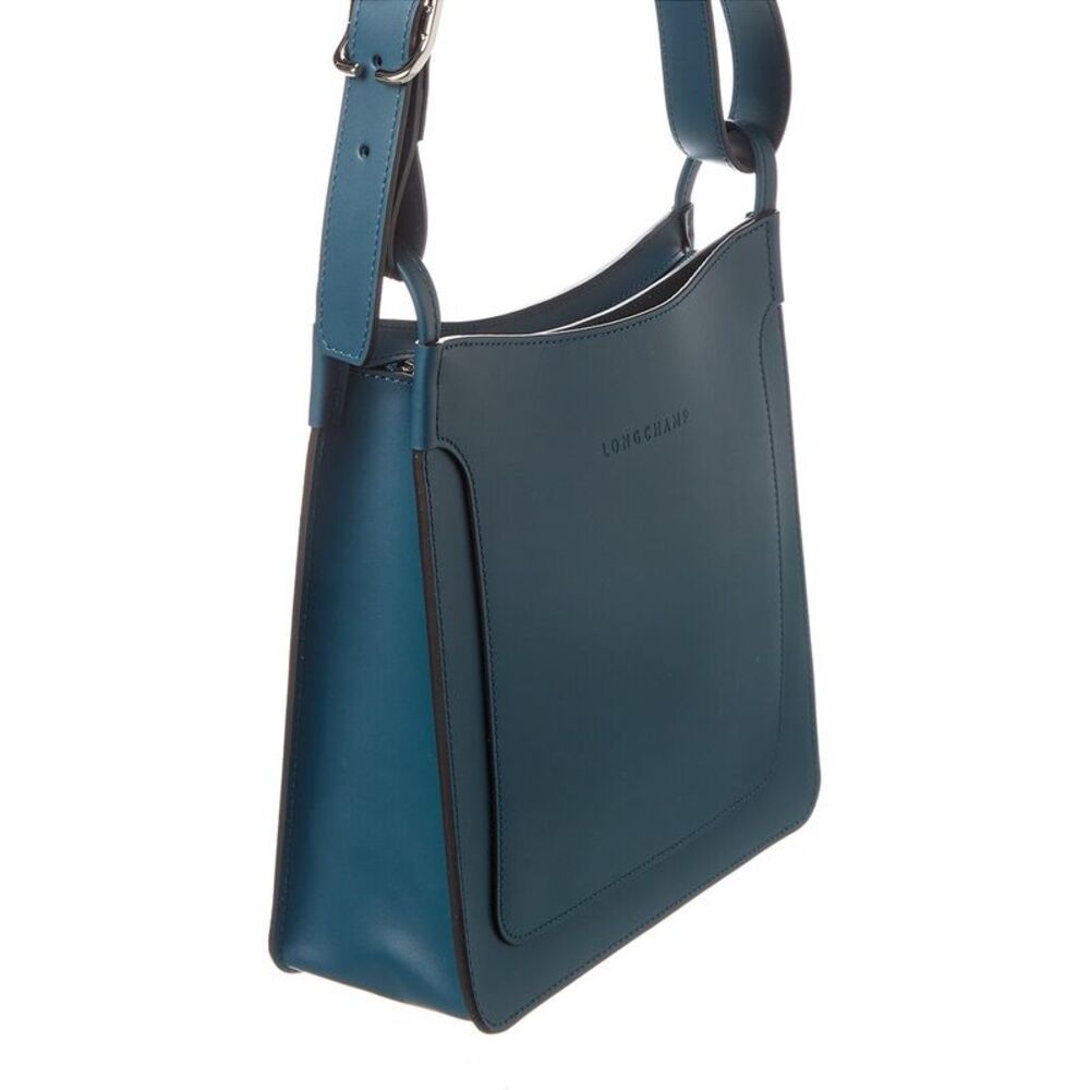 Longchamp Small Leather Hobo Bag, Blue - Picture 3 of 4